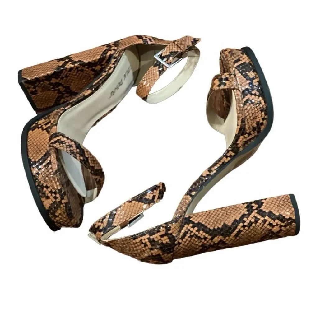 New Public Desire Snakeskin Print Ankle Platform Heels Sz 7